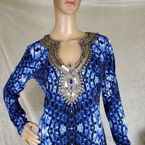 Silver Toned Embellished Maxi Dress